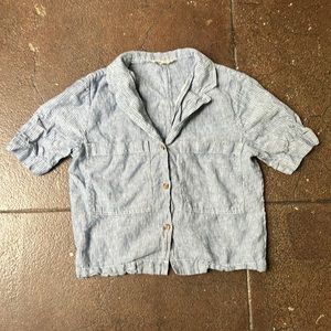 Everlane 100% linen cropped camp shirt